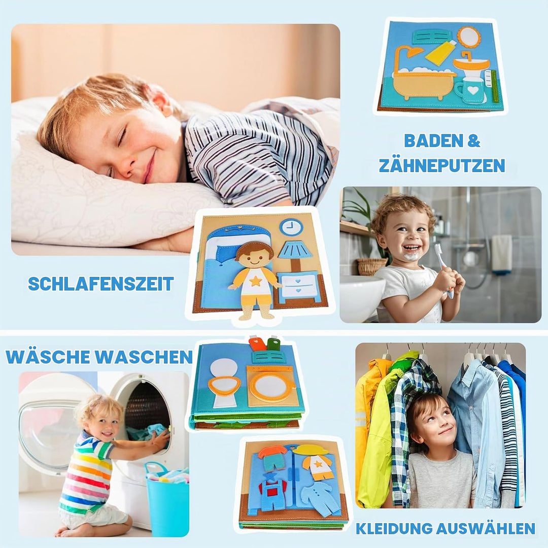 Quiet Book Beschäftigungsbuch für Kinder ab 1 Jahr,3D Filz Beschäftigungsbuch Pädagogisches,Lernspie