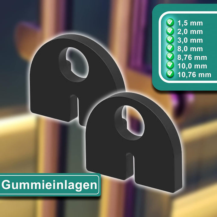 PRIOstahl Glashalter 4 Stück Glasklemmen Klemmhalter Glasplattenhalter 63 x 45 x 26-28 mm mit Sicher
