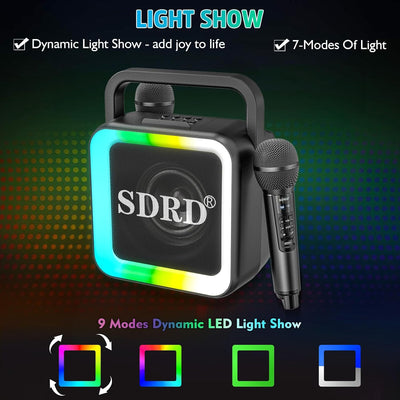 Karaoke-Maschine mit zwei drahtlosen Mikrofonen, tragbarer Bluetooth-Lautsprecher für Erwachsene und