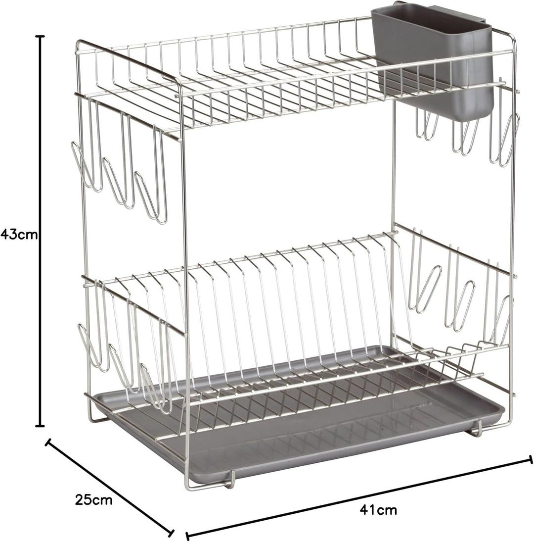 Sauvic Grosser Edelstahl-Geschirrabtropfer, 43x25x41,5 cm