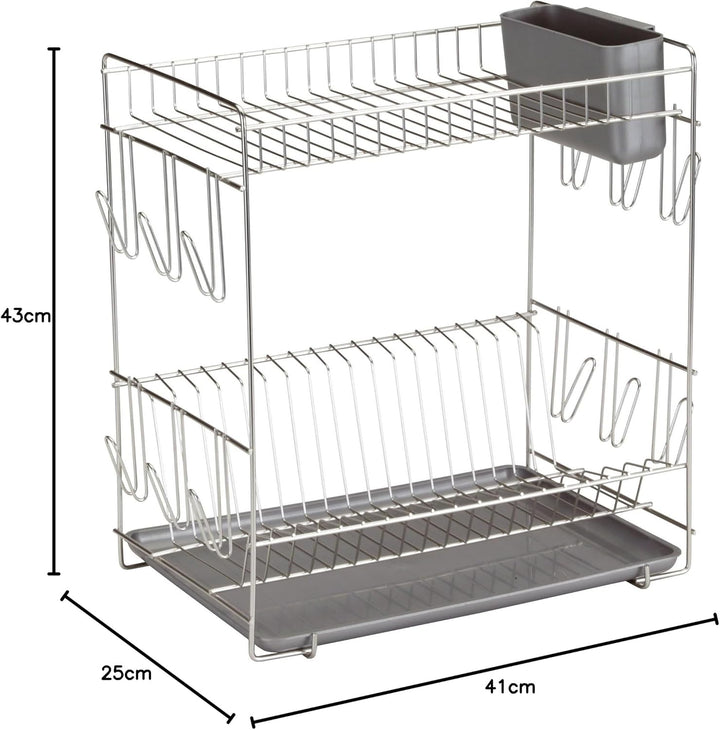 Sauvic Grosser Edelstahl-Geschirrabtropfer, 43x25x41,5 cm