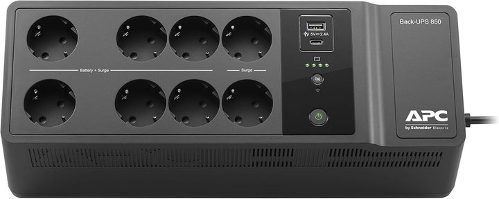 APC by Schneider Electric Back-UPS ES - BE850G2-SP 650VA mit 8 Schuko-Steckdosen und USB A und C Lad