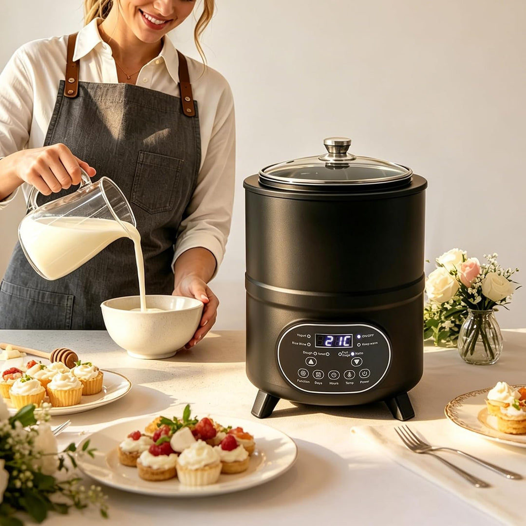 Joghurtmaschine 8 Liter, Edelstahl 304, Joghurtbereiter mit Temperaturregelung 25-80°C, für Fruchtes