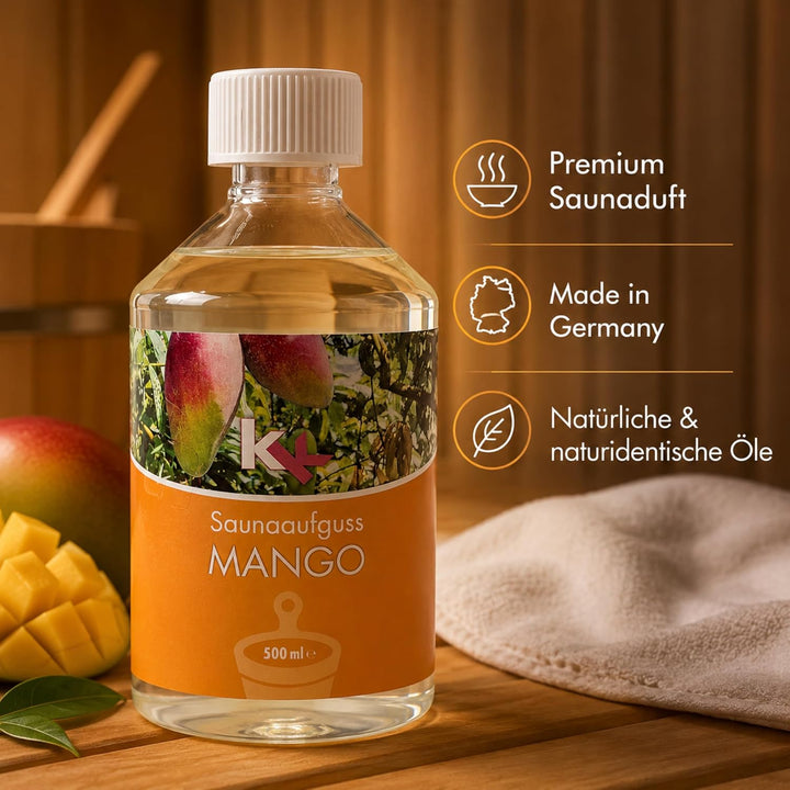 KK Sauna Aufguss Konzentrate PREMIUM - Made in Germany - Duftsorte Mango- 500 ml Flasche - Wellness