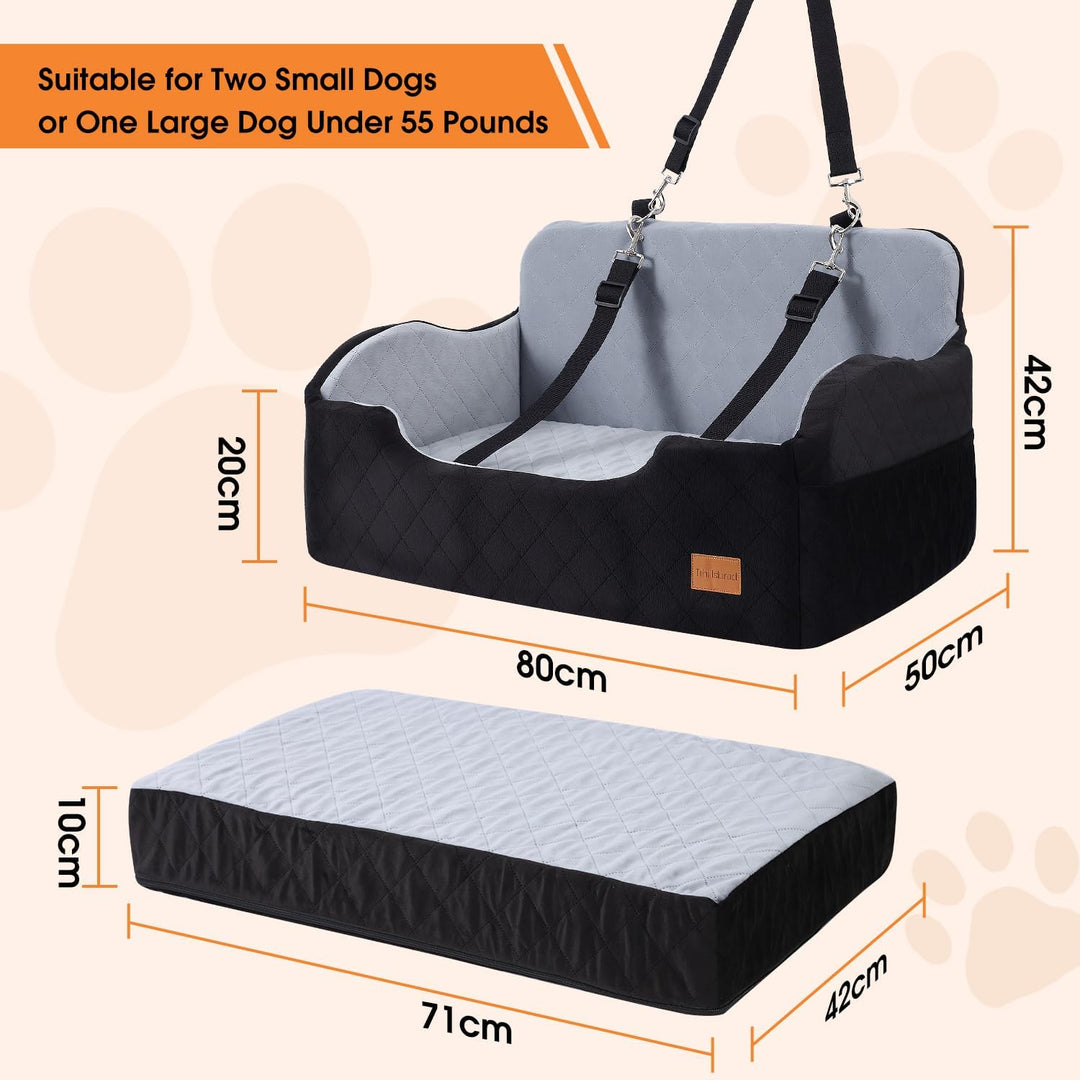 Hunde autositz für mittlerer/grosse Hunde, 2 Klipsbare Verstellbare Sicherheitsleine, Autohundebett