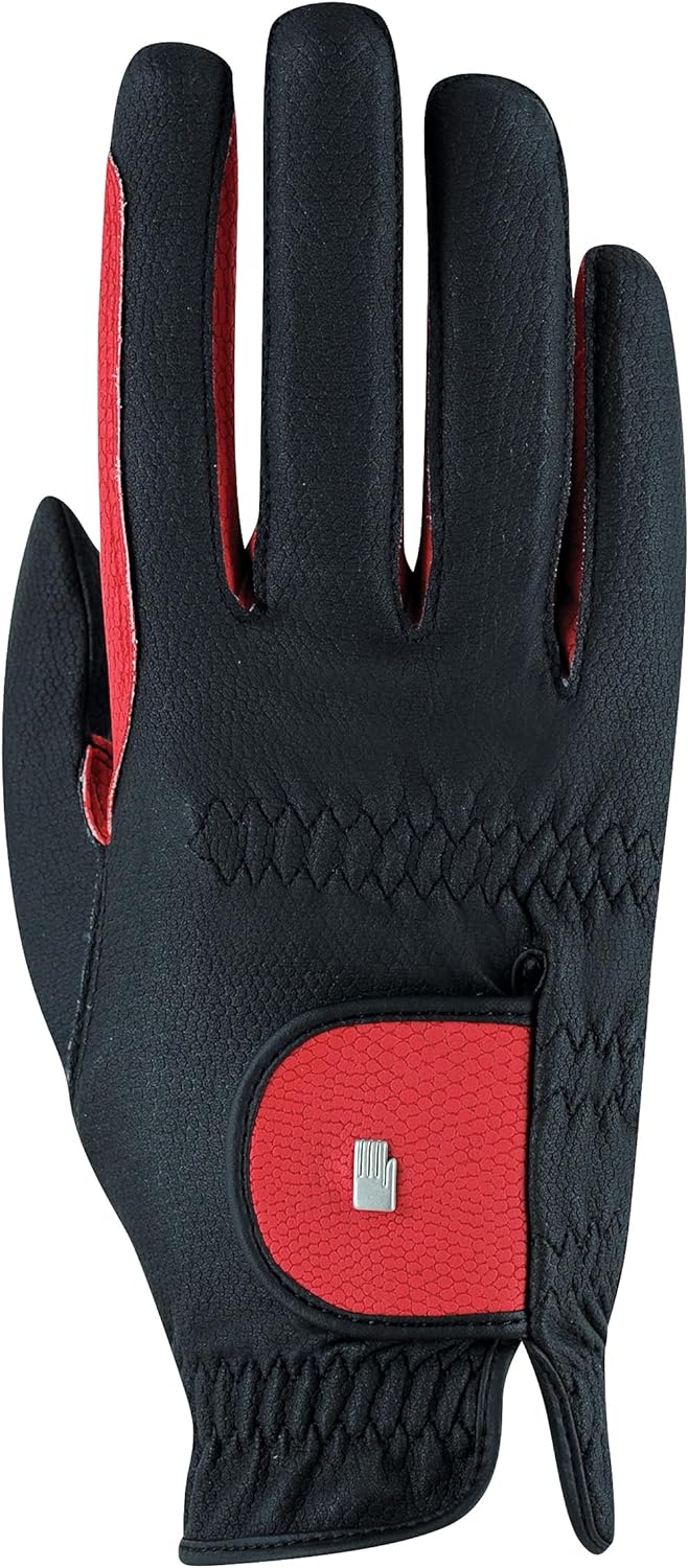 Roeckl Sports Reithandschuh Malta, Turnier Sommer Handschuh, 5 Farben, Grösse 6-10.5 6.5 Schwarz/Rot