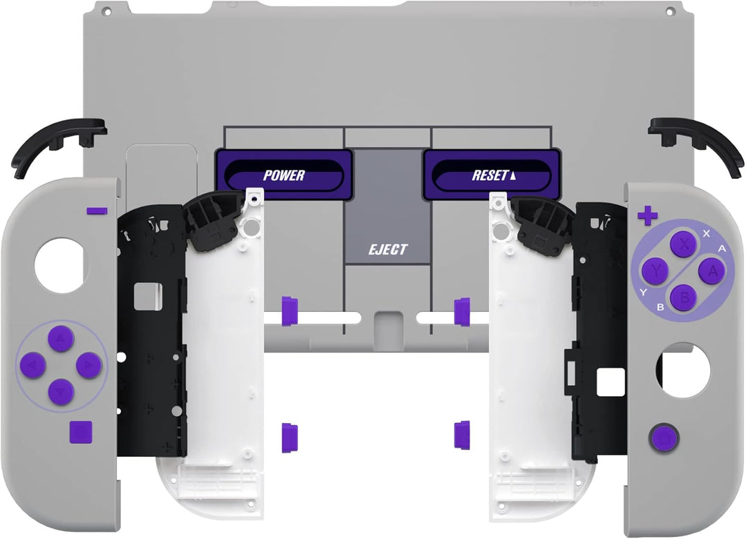 eXtremeRate Hülle Case für Nintendo Switch Joycon/Konsole, Rückgehäuse&Kickstand für Switch Console,