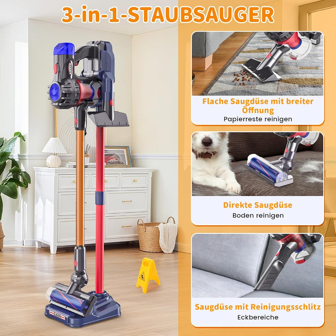Spielzeug Staubsauger für Kinder, 3-in-1 Staubsauger Spielzeug Set, Realistischer Kinderstaubsauger
