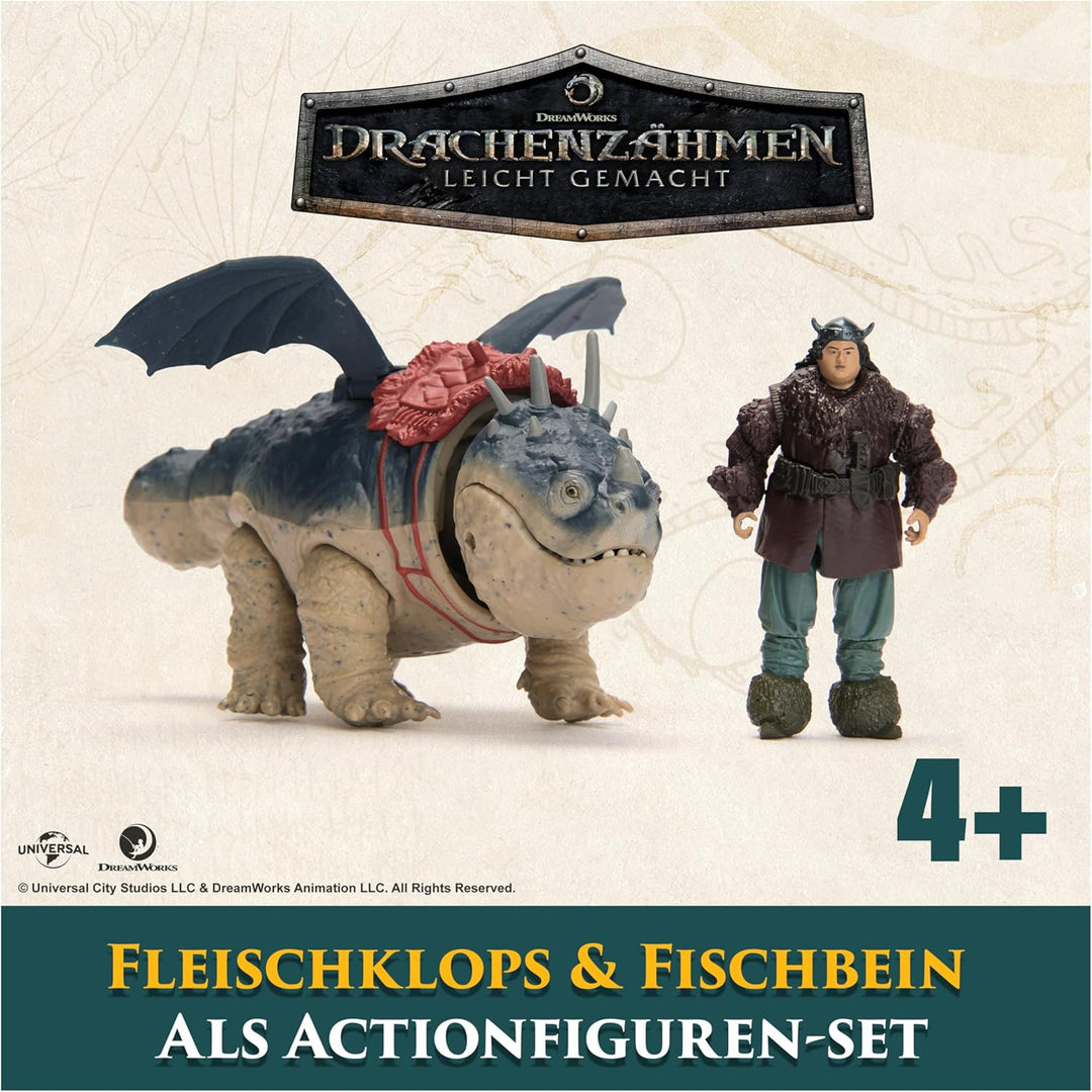 Dreamworks How to Train your Dragon, Wikinger und Drachen Actionfiguren-Set, Fleischklops und Fischb