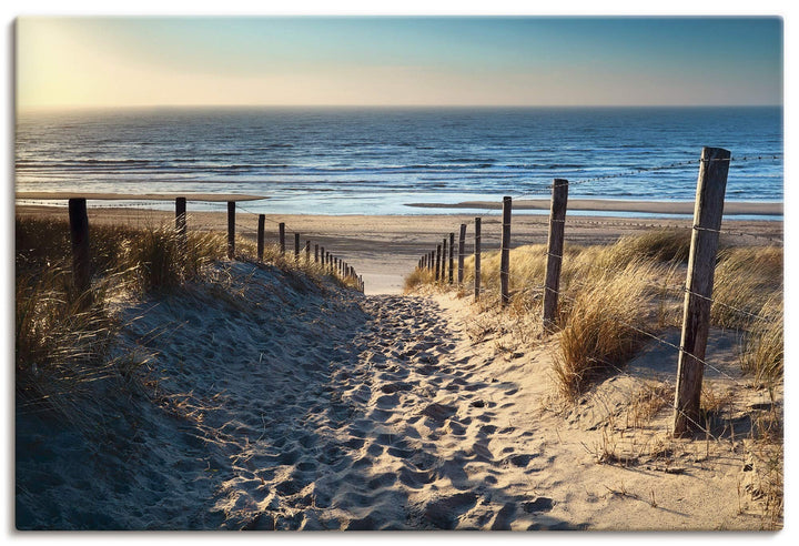 Artland Leinwandbild Wandbild Bild auf Leinwand 60x40 cm Wanddeko Strand Meer Maritim Nordsee Sonne