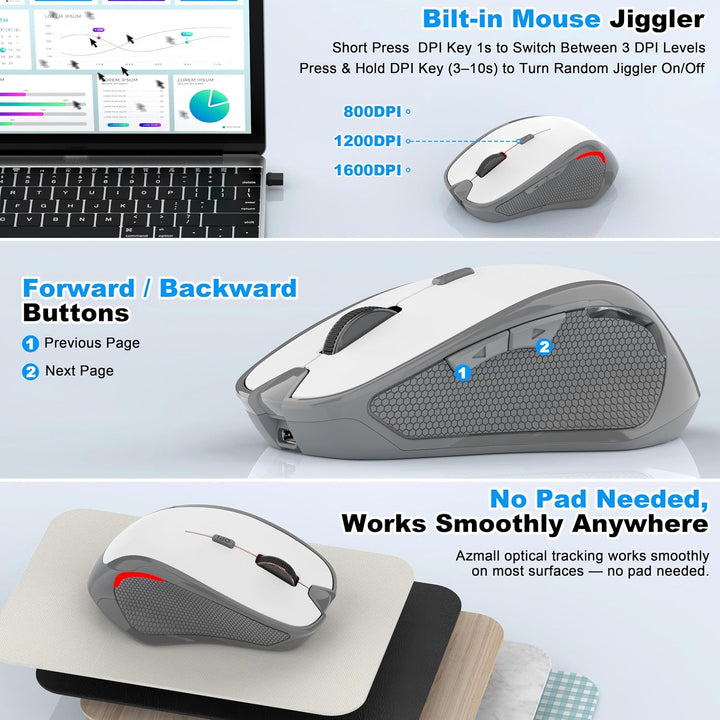 Azmall Ergonomische Maus Kabellos für Laptop/PC/MacBook/iPad, 2.4GHz & Bluetooth Büro Stumme Funkmau