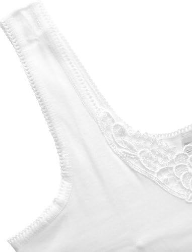 Yenita 4 stück Damen Unterhemden mit Spitze, 100% Baumwolle, Feinripp 52-54 Weiss, 52-54 Weiss