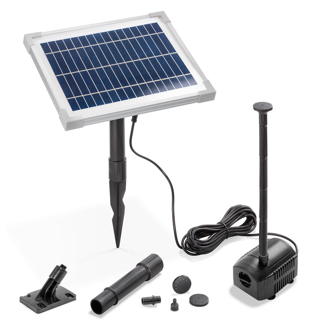 esotec Solar-Teichpumpenset 6/420, Solarpumpe mit Trockenlaufschutz, Sprinklerset für Wasserspiel Mi