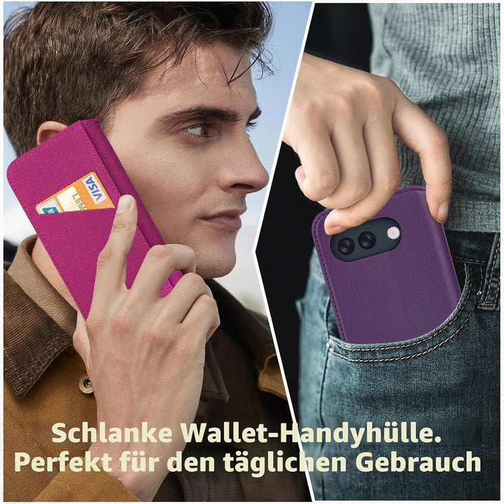 32ndShop 32nd Klassische Serie 2.0 - Lederhülle Case Cover für Google Pixel 9a, Echtleder Hülle Mit