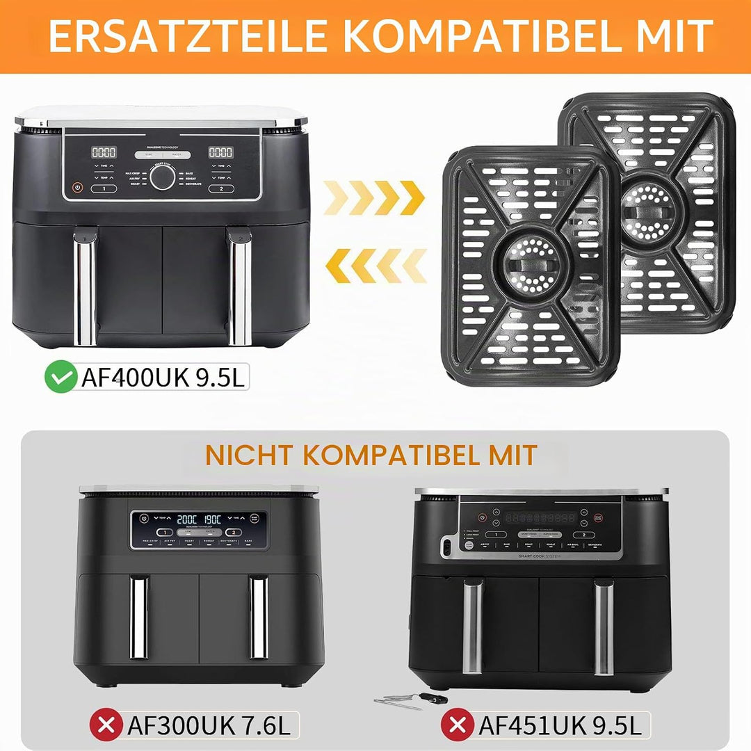 Air Fryer Grill Pan for Ninja Foodi AF400EU 9.5L 6 in 1 DualZone XL 2 Baskets Air Fryer, Replacement