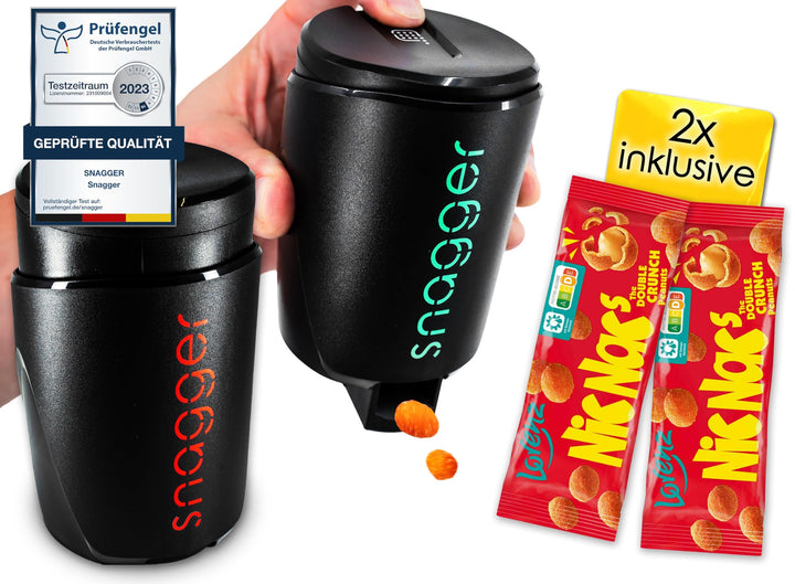 snagger (Doppelpack) - Der Snackspender / saubere Hände beim snacken / geeignet für Erdnüsse, NicNac