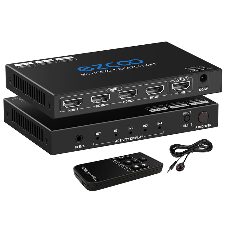 8K HDMI 2.1 Switch 4K 120Hz 4x1 48Gbps VRR ARC HDCP2.3 HDR10 CEC Passthough HDMI Umschalter 8K 60Hz