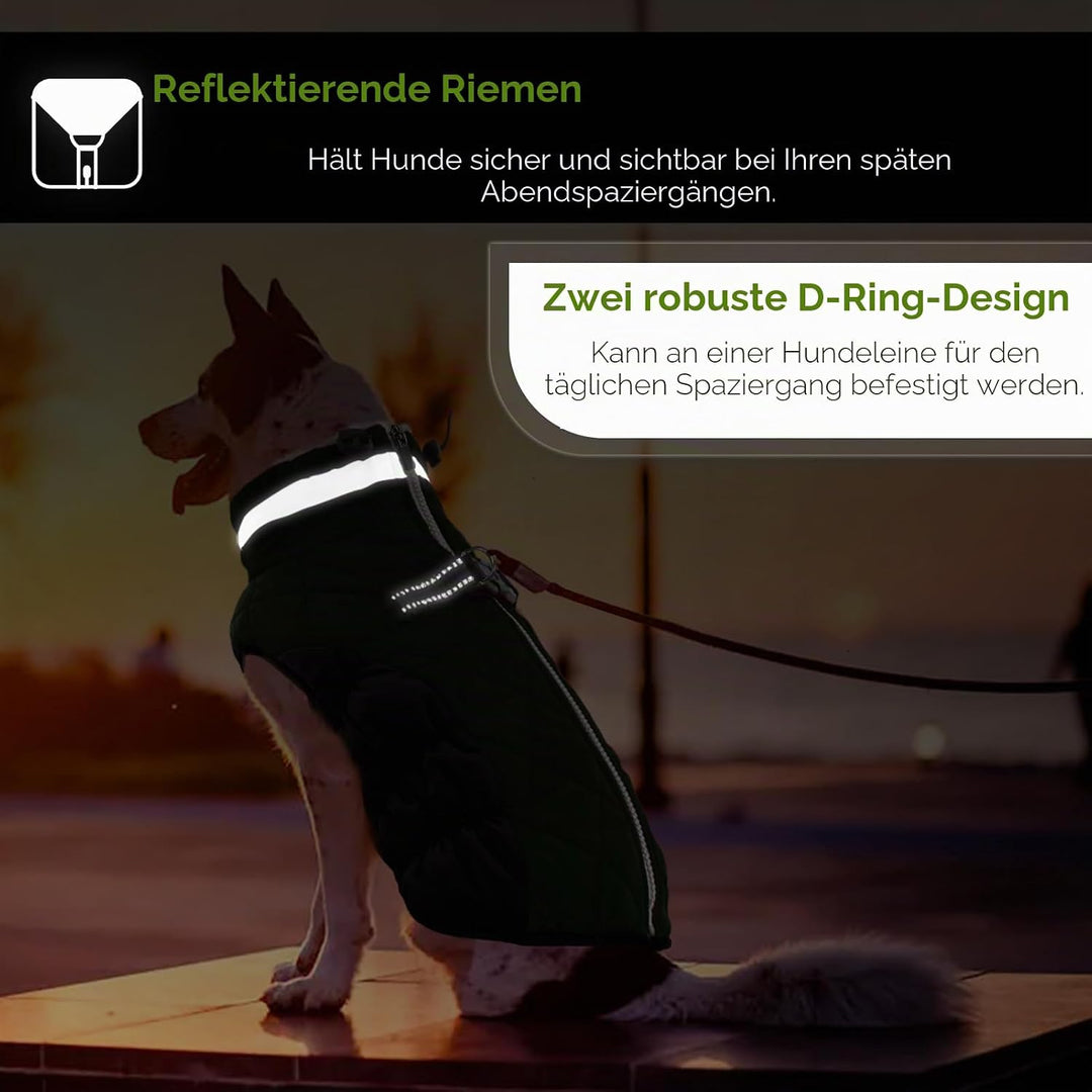 AOFITEE Extra Grosser Hundemantel, Warme Wasserdichter &amp; Winddichter Hundejacke mit Bauchschutz, Rol