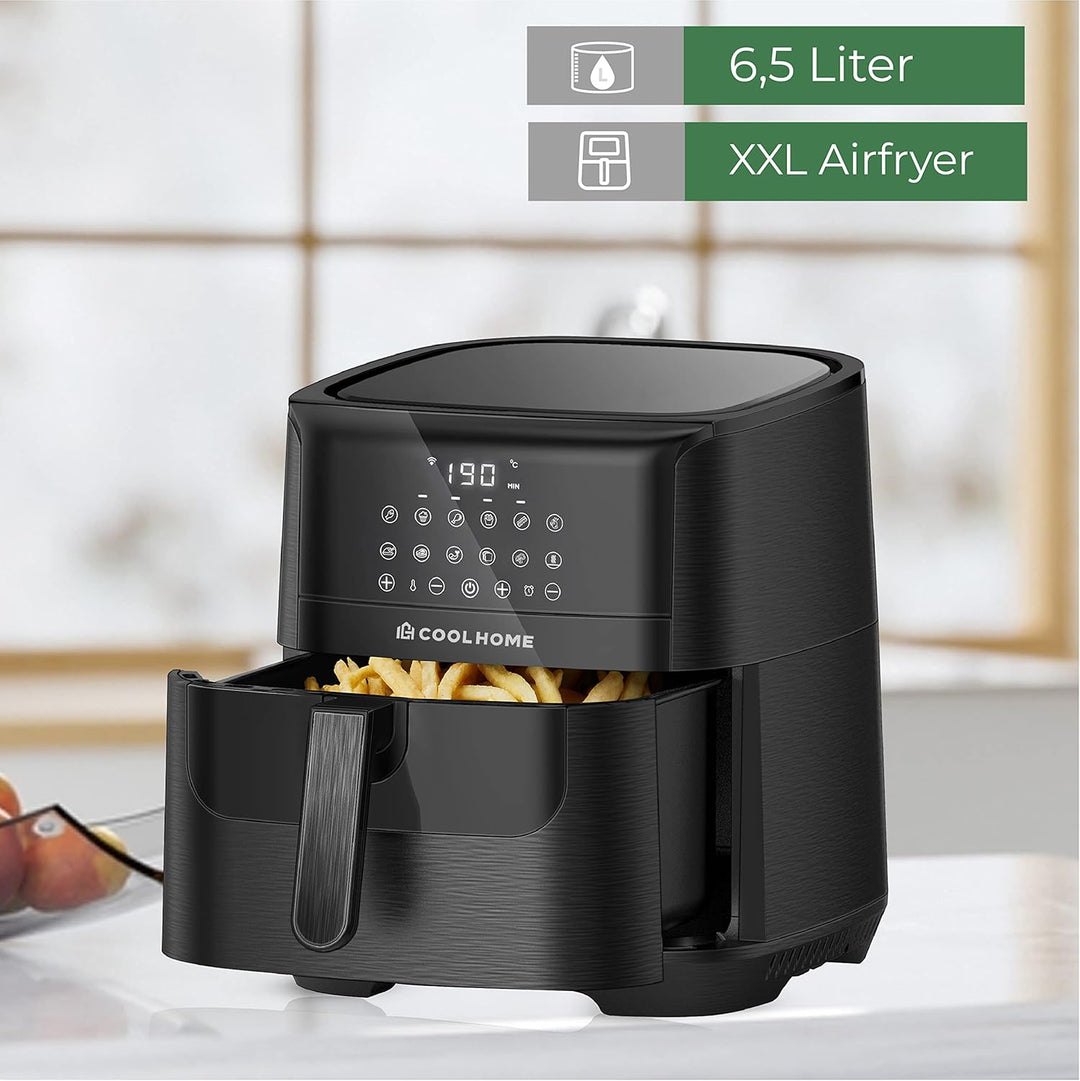 AF23 Airfryer XXL Deluxe - 6,5 Liter - Heissluftfritteuse mit Keramikbeschichtung - schwarz