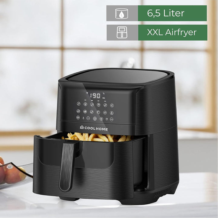 AF23 Airfryer XXL Deluxe - 6,5 Liter - Heissluftfritteuse mit Keramikbeschichtung - schwarz