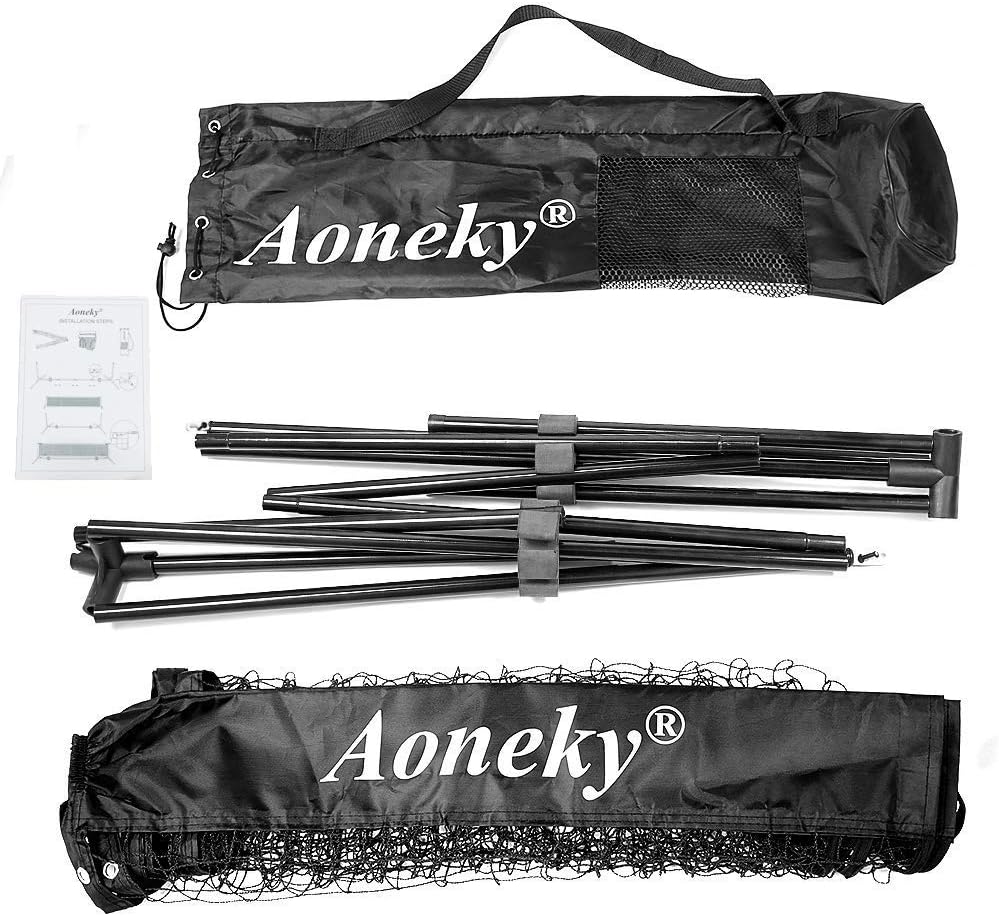 Aoneky Tennis Kit 2M/3M /6M x83cm, Metallrahmenständer und Stark PE-Tennisnetz | Tragbares Picklebal