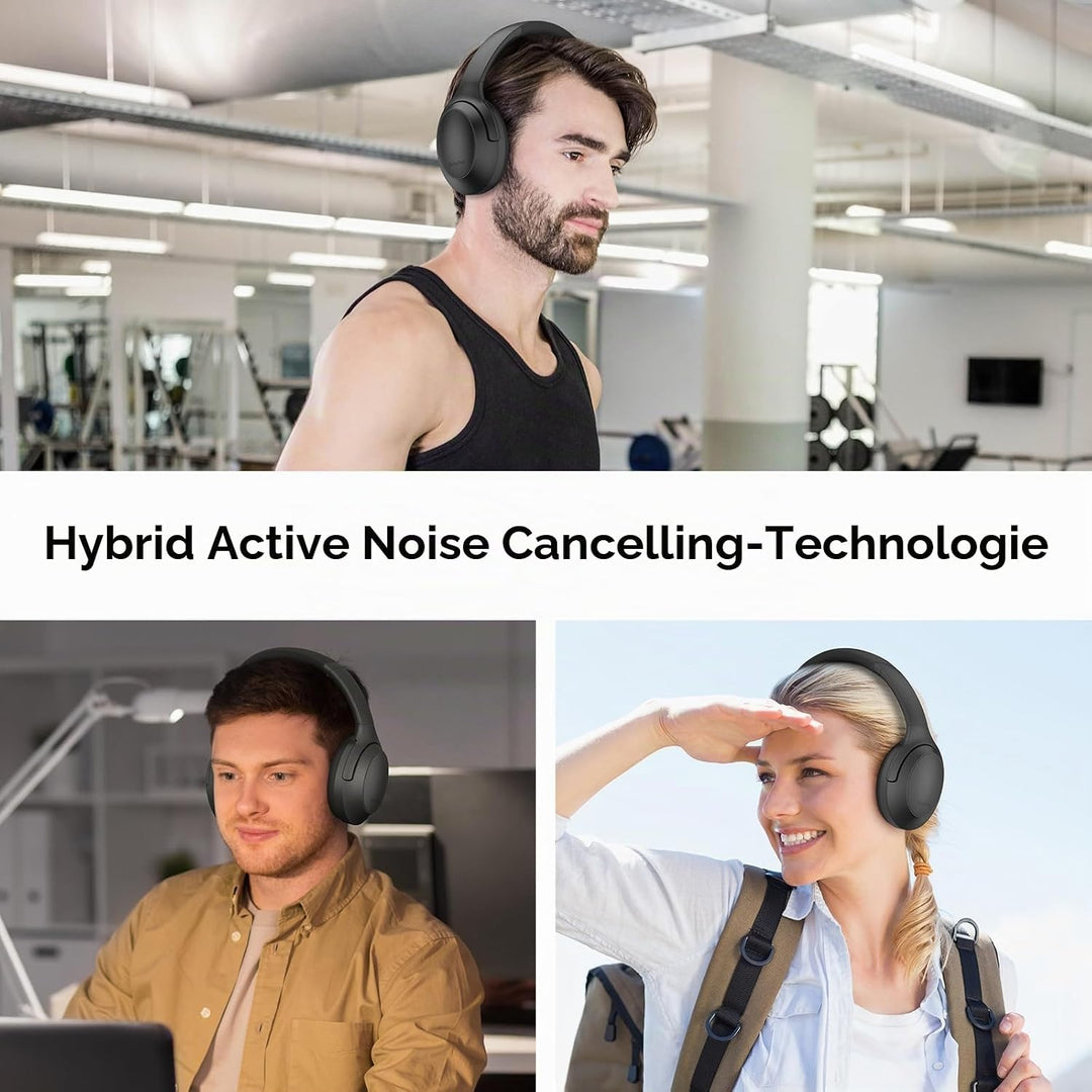 Srhythm NiceComfort 45 Active Noise Cancelling Headphone, drahtlose Bluetooth-Kopfhörer mit Transpar