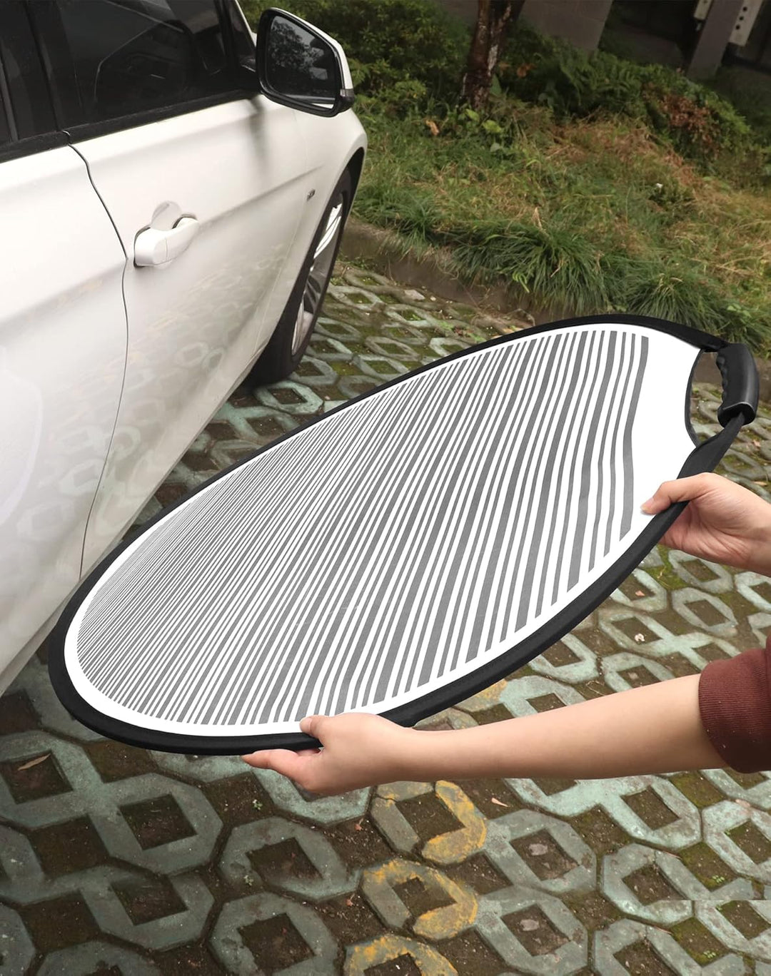 QWORK® Ausbeulwerkzeug 80cm, Dellenreflektorboard, mit Tasche, Faltbar, für Fix Karosserie Tür Kratz