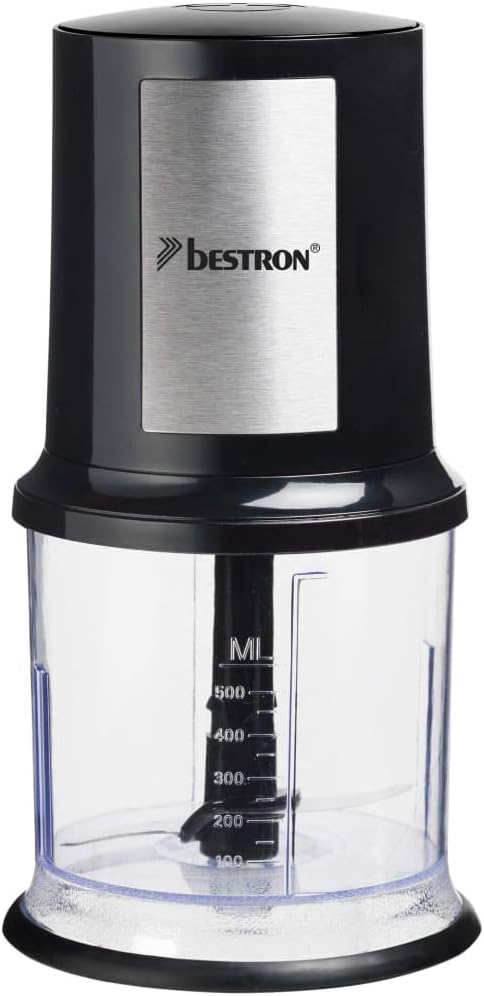 Bestron elektrischer Multi-Zerkleinerer, Universalzerkleinerer mit zwei Schneidemessern & 500ml Kapa