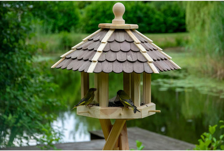 dobar® 44136e Grosse Vogelvilla - Vogelfutterhaus aus Massivholz - Vogelhaus für Ständermontage - Fu
