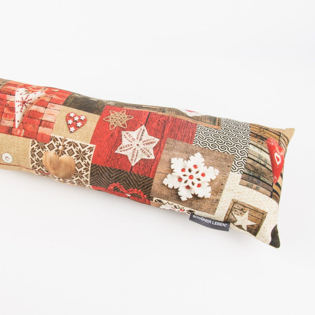 SCHÖNER LEBEN. Zugluftstopper Winter Herzen braun rot div Grössen, Auswahl:110cm Länge ca. 110x15x15