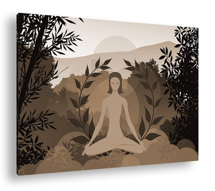 deyoli Meditation im Grünen Effekt: Sepia Format: 80x60 als Leinwandbild, Motiv fertig gerahmt auf E