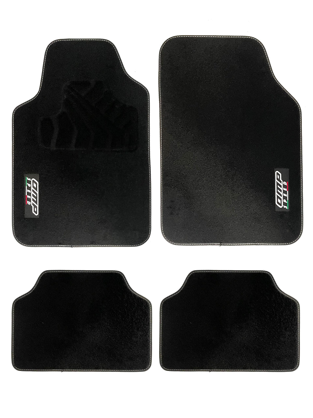 OMPLICENCI Omp Speed Black Car Matten Set 4 Teile -Carpet Universal Car Matten Nicht -Schlupf Mit