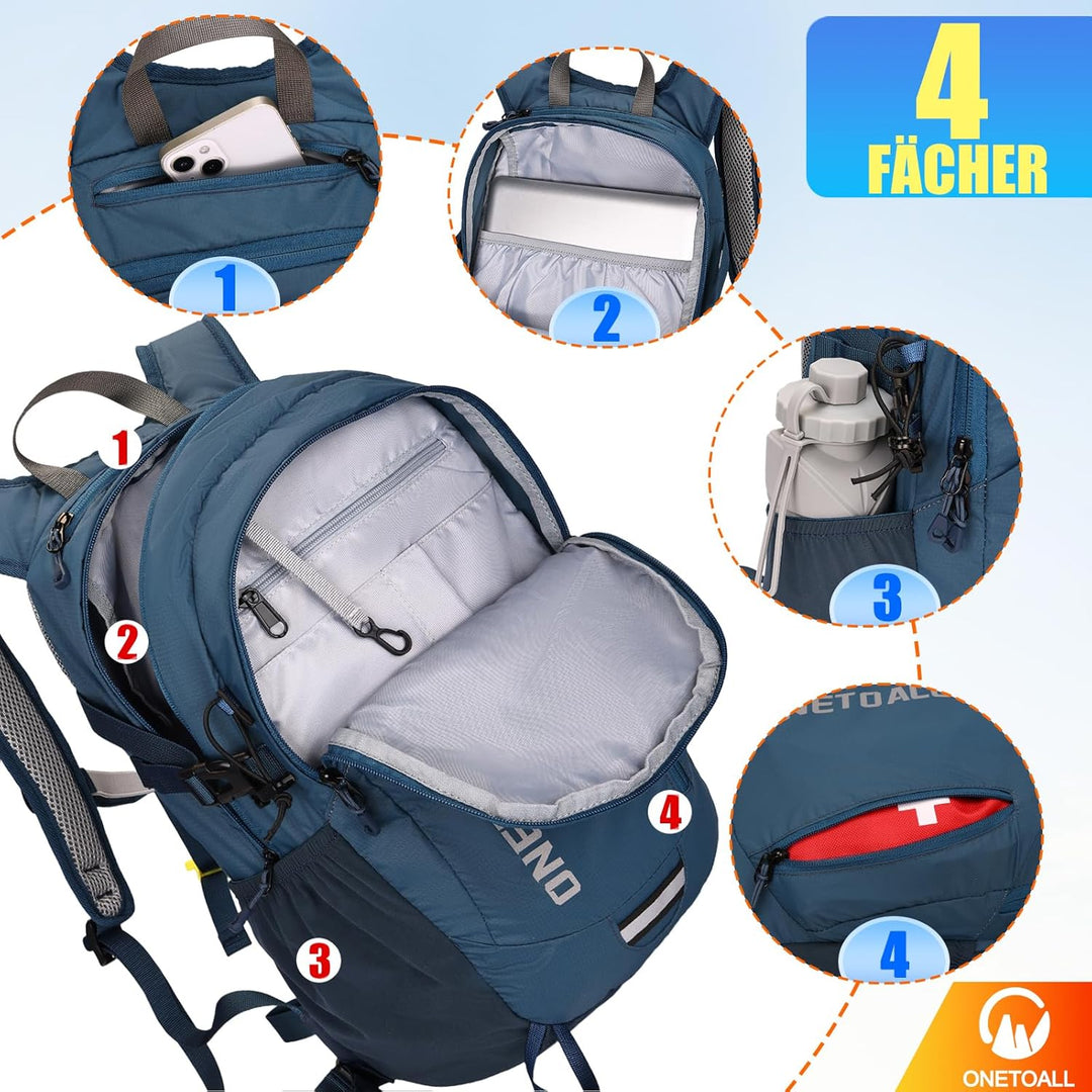 Diebstahlsicherer Wanderrucksack Damen 20L, Leichter Tagesrucksack Herren Klein, Wasserdichter Fahrr