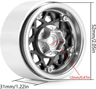 INJORA 1.9 Beadlock Felgen Offset -10mm Kohlefaser Aluminium Räder für 1/10 RC Crawler SCX10 TRX4 VS