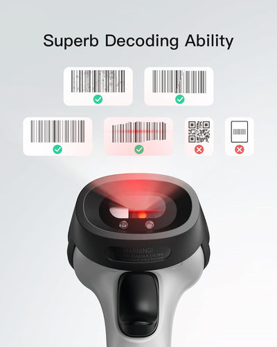 Inateck Bluetooth Barcode Scanner, Wireless, Kabellos,15 Tage Dauerbetrieb, 35 m Funkreichweite, aut