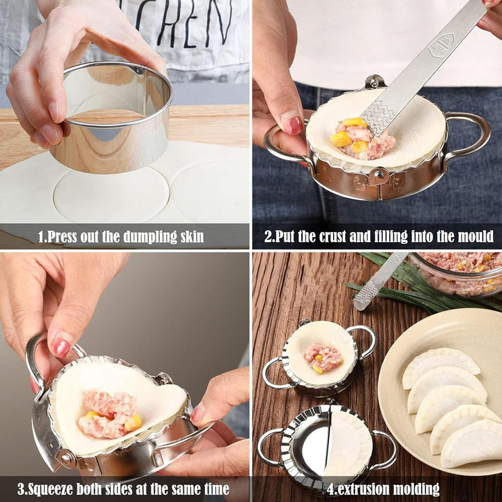 FYSL Edelstahl Ravioli Former - 6 Stück Teigtaschenformer für Dumplings & Knödel, 6 Grössen