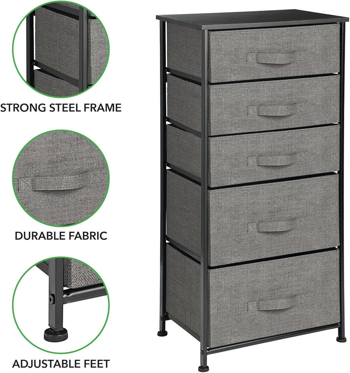 mDesign Kommode aus Stoff – praktischer Schrank Organizer mit 5 Schubladen in 2 Grössen – Aufbewahru