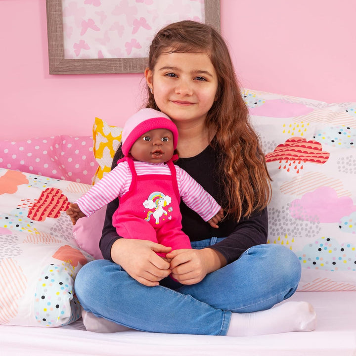 Bayer Design 94001AI Funktionspuppe, Babypuppe Brooky Girl, Mädchen, 12 Babylaute, 40cm, dunkelhäuti