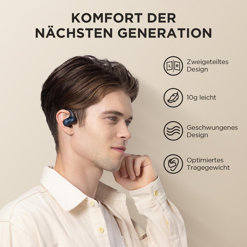 1MORE Fit SE S30 Open Ear Kopfhörer, 5.3 Bluetooth Kabellose Headphones mit 4 mikrofon, Earbuds mit