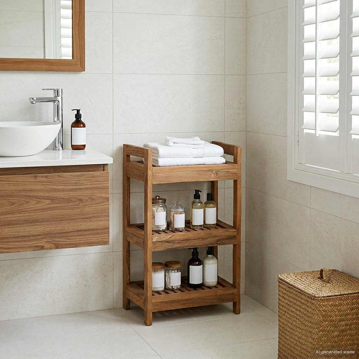 vidaXL Badregal Natur 45 x 30 x 71 cm Massivholz Teak,