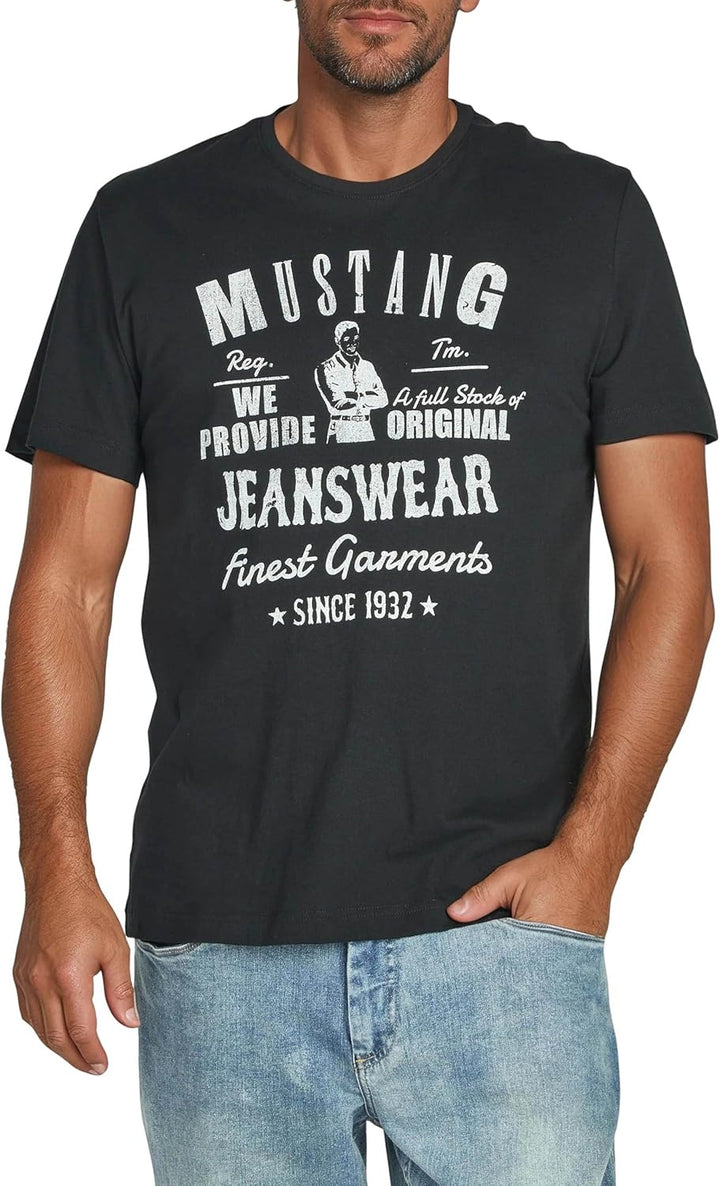 MUSTANG Herren T-Shirt 4er Pack Frontprint O-Neck Rundhalsausschnitt Kurzarm Regular Tee Shirt 100%