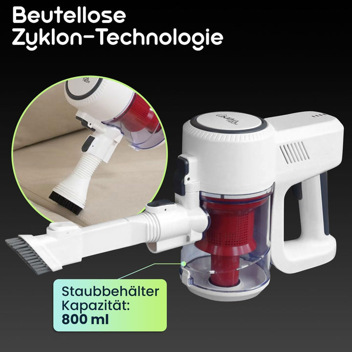 Leistungsstarker 2in1 Zyklon Staubsauger 500W (15kPa): Hand- & Bodensauger mit HEPA-Filter. 800ml Be