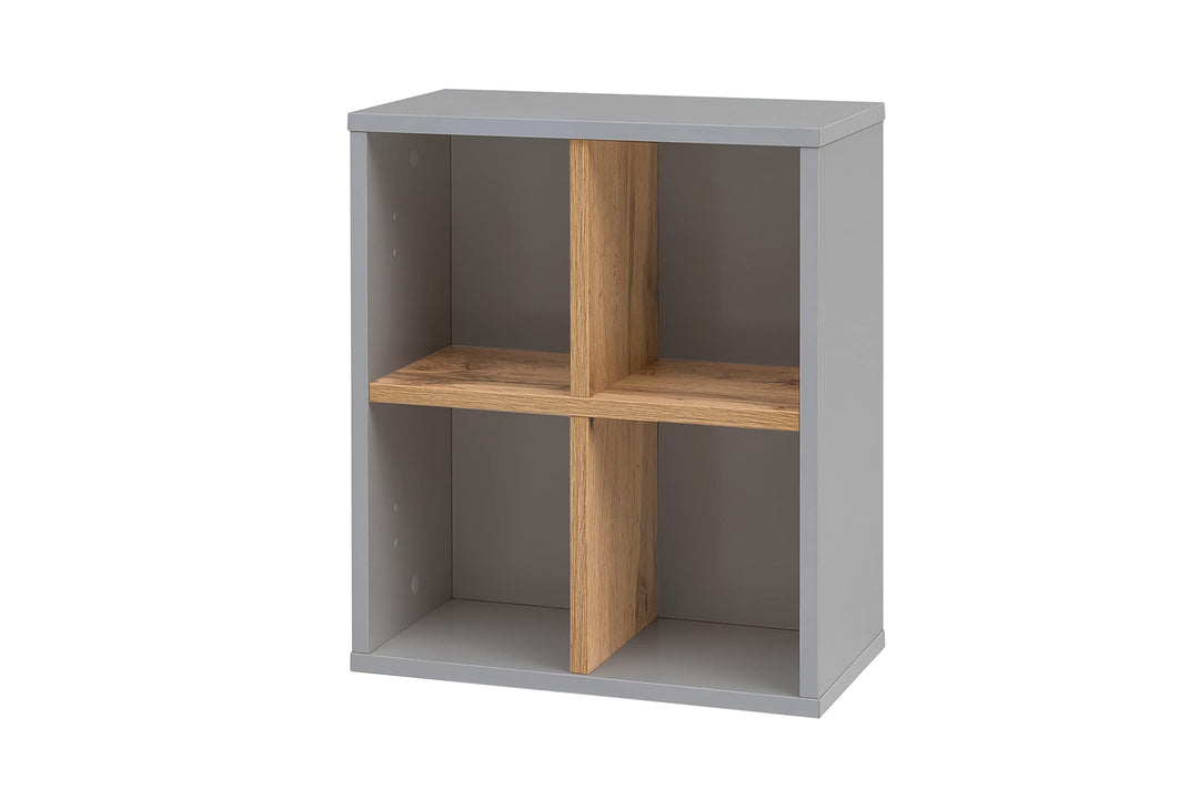 Schildmeyer Padua Wandregal 148836, Platingrau/Eiche Landhaus Dekor, 40,5 x 20,5 x 48,3 cm (B/T/H),