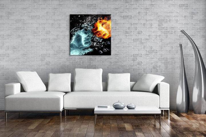 deyoli Feuer und Wasser prallen zusammen Format: 60x60 cm als Leinwandbild, Motiv fertig gerahmt auf