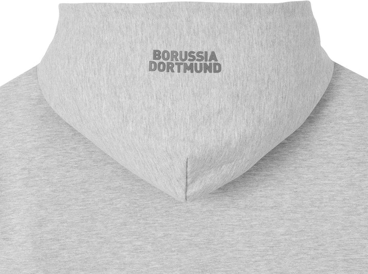 Borussia Dortmund BVB Hoodie Essentials, Grauer Kapuzenpullover, Basic Pullover, S-3XL XXL, XXL