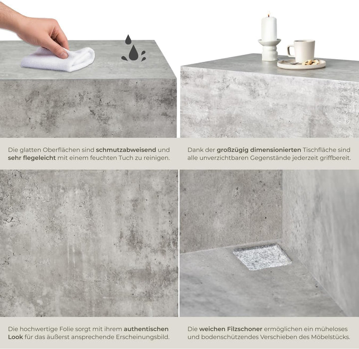 tectake® Couchtisch in Beton Optik, Beistelltisch, moderner Wohnzimmertisch, Sofatisch, Tisch Wohnzi