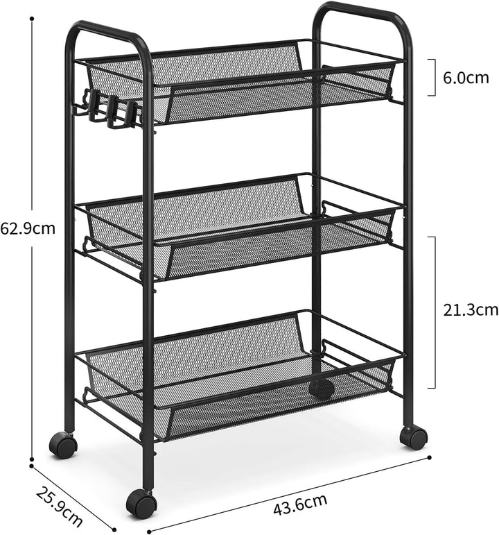 Urackify 3-stöckiger Rollwagen, Multifunktionaler mobiler Küchenwagen für Bad, Küche & Waschküche. R