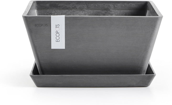 ECOPOTS Blumentopf Berlin Grau - 31 x 31 cm quadratisch - Pflanzentopf aus Recycling Kunststoff - Üb