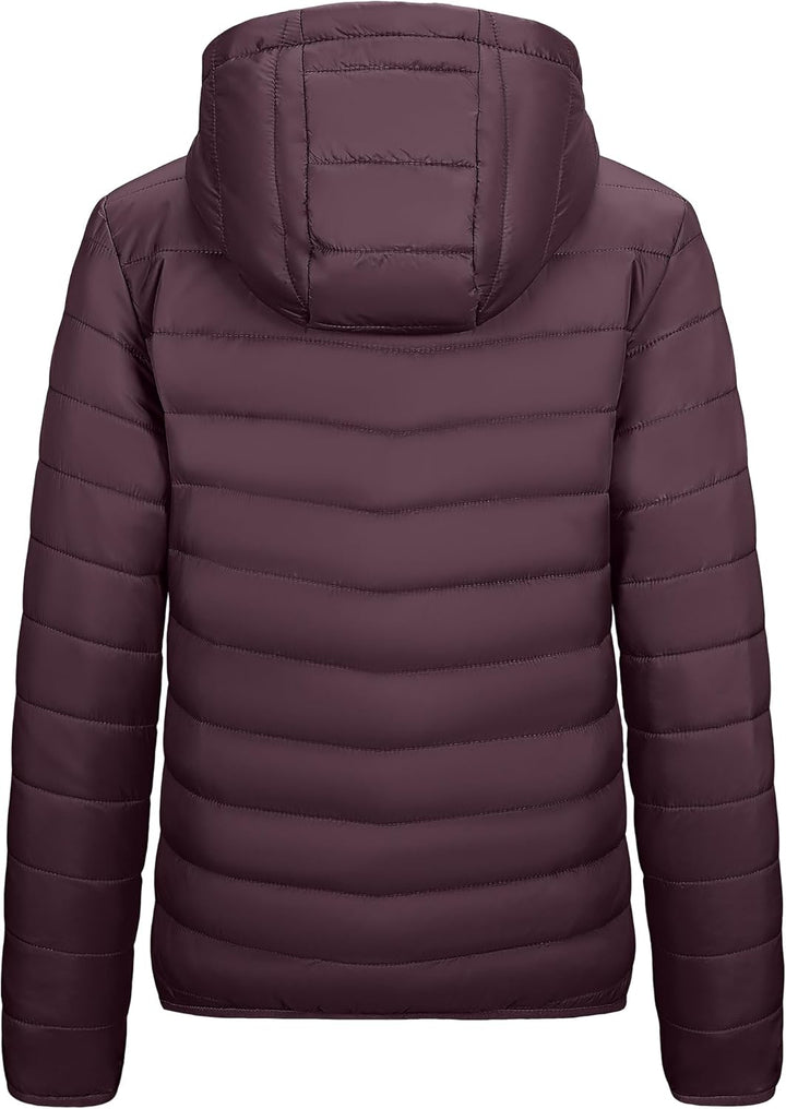 Outdoor Ventures Damen Steppjacke Leichte Packbare Übergangsjacke Warme Winterjacke mit Kapuze für F