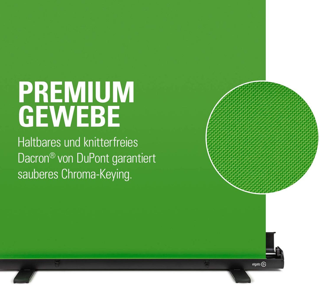 Elgato Green Screen - Ausfahrbares Chroma-Key-Panel, knitterfreies Material, ultraschneller Aufbau,